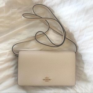 COACH white leather clutch/cross body purse